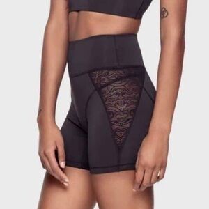 Kiki De Montparnasse Athleisure Biker Shorts black with lace cut outs NWT